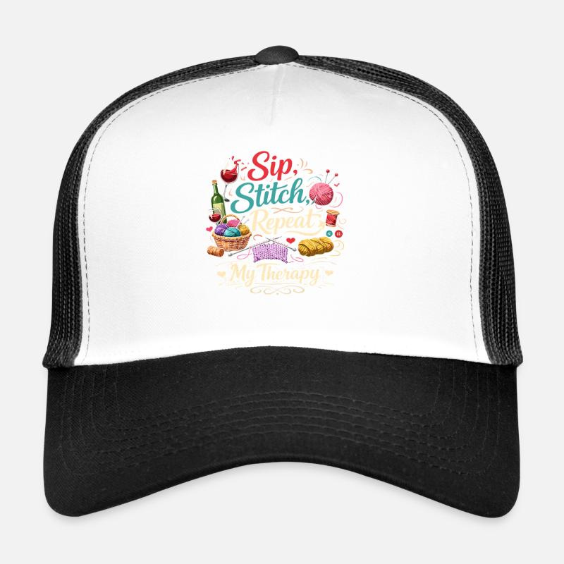 Sip Stitch Repeat Therapie Trucker Cap
