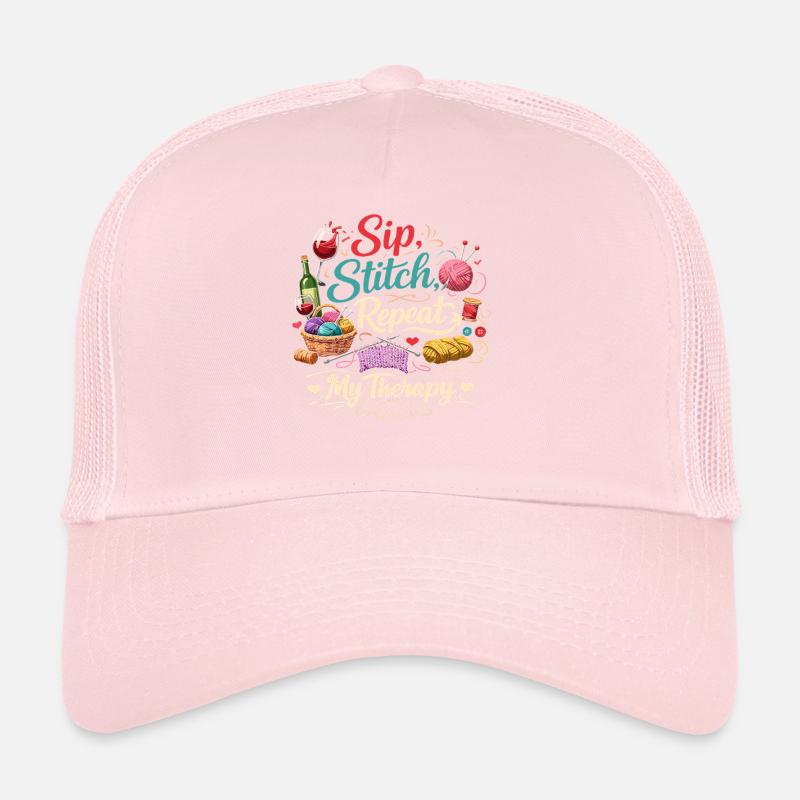 Sip Stitch Repeat Therapy Trucker Cap