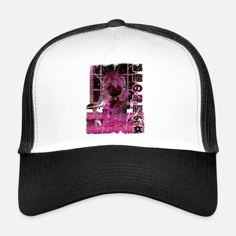 Vaporwave Anime Vintage Ästhetik - Trucker Cap - Weiß/Schwarz