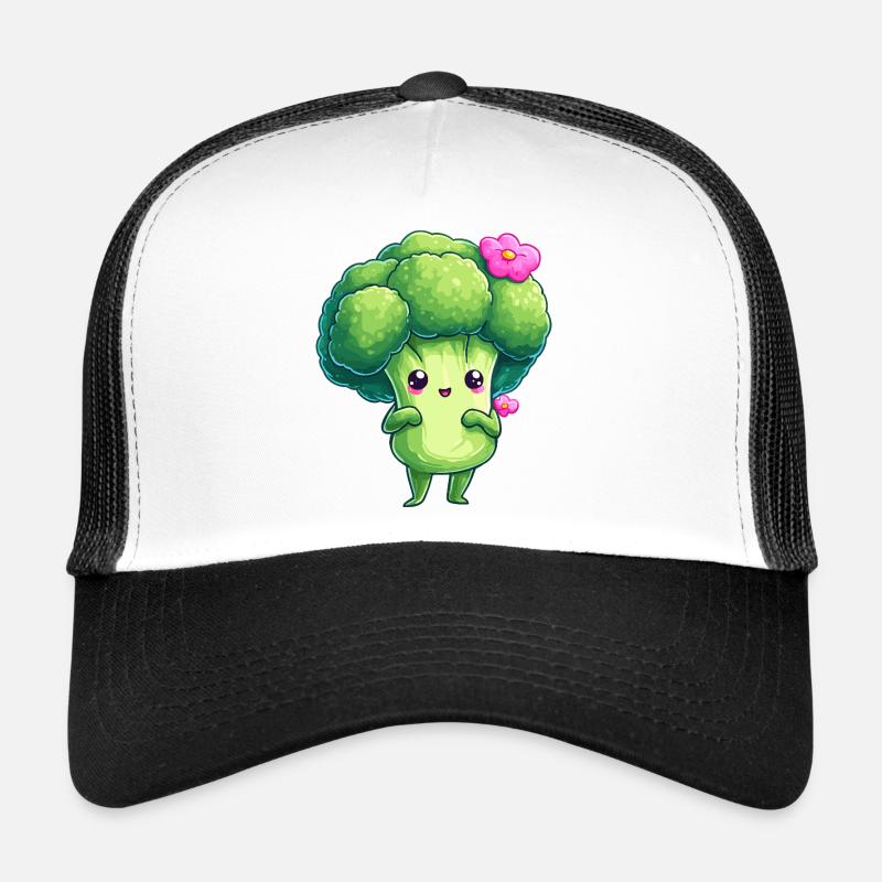 Brocoli de Kawaii avec des fleurs Casquette trucker 