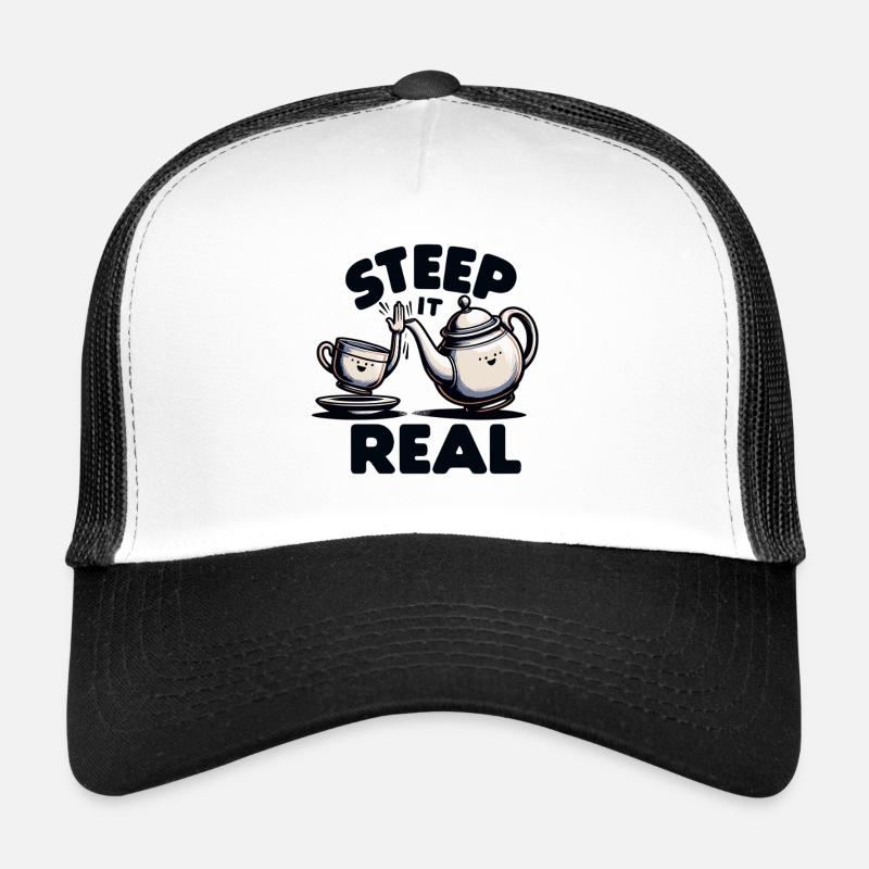 Steep It Real – Teekannen-Charme - Trucker Cap - Weiß/Schwarz