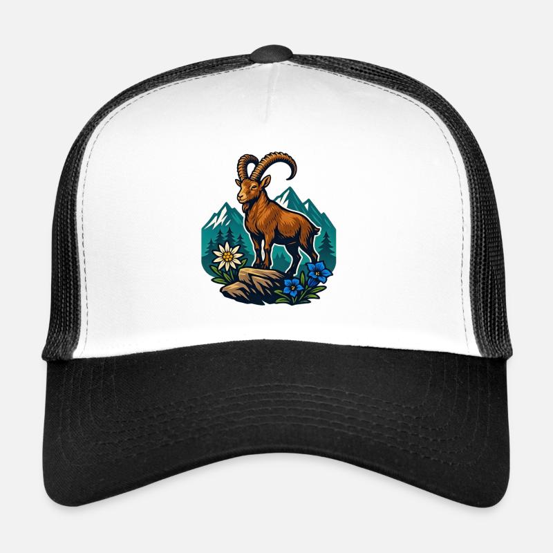 Steinbock auf Bergwiese Trucker Cap