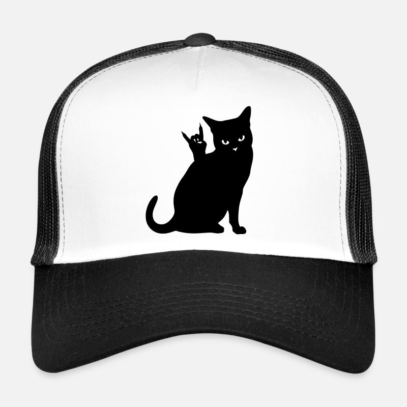 Schwarze Katze – Devil Horns Silhouette Trucker Cap