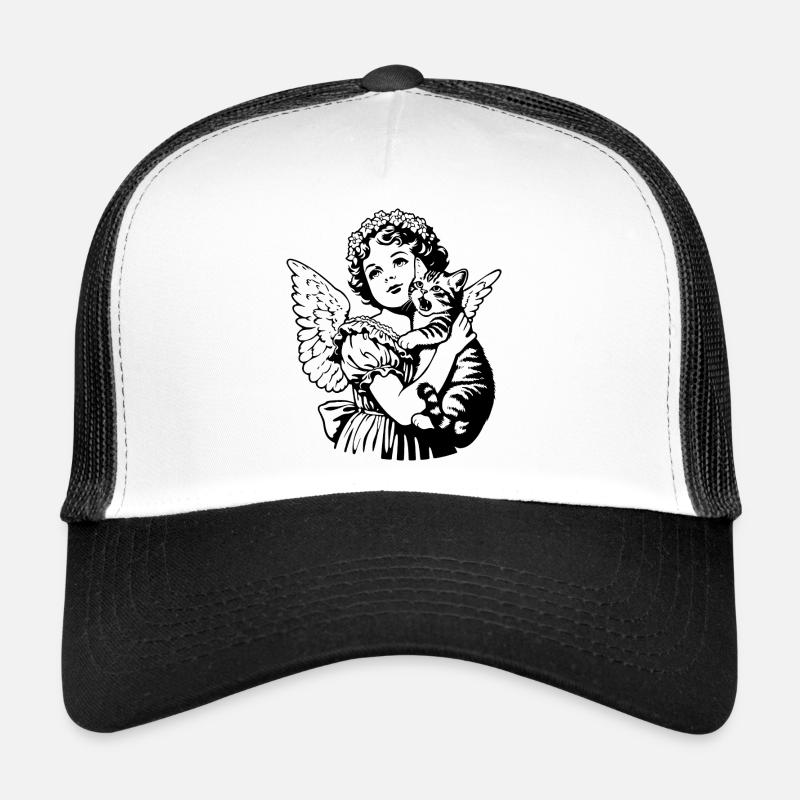 Engel mit Katze – Cherub Vintage Illustration Trucker Cap