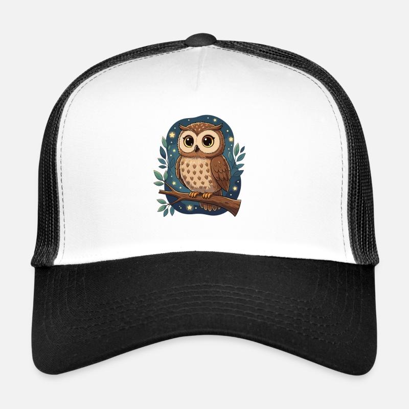 Nocturnal owl on branch Trucker Cap