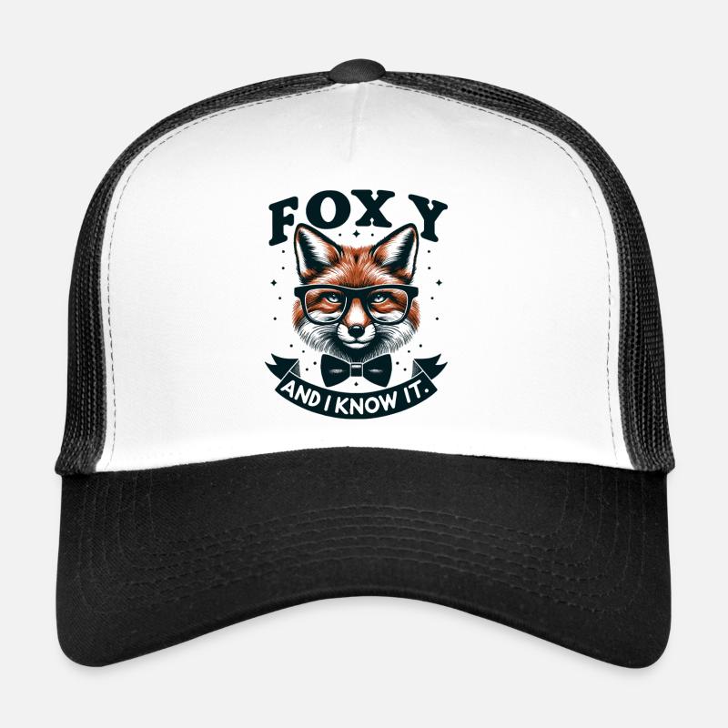 Foxy Nerd Brille Fliege - Trucker Cap - Weiß/Schwarz