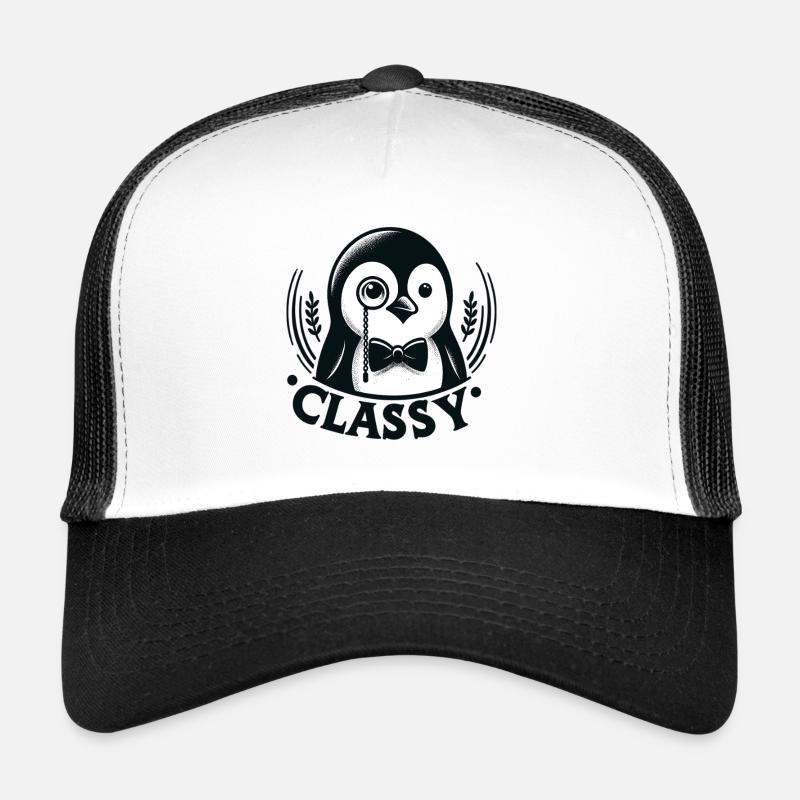 Elegant penguin with monocle Trucker Cap