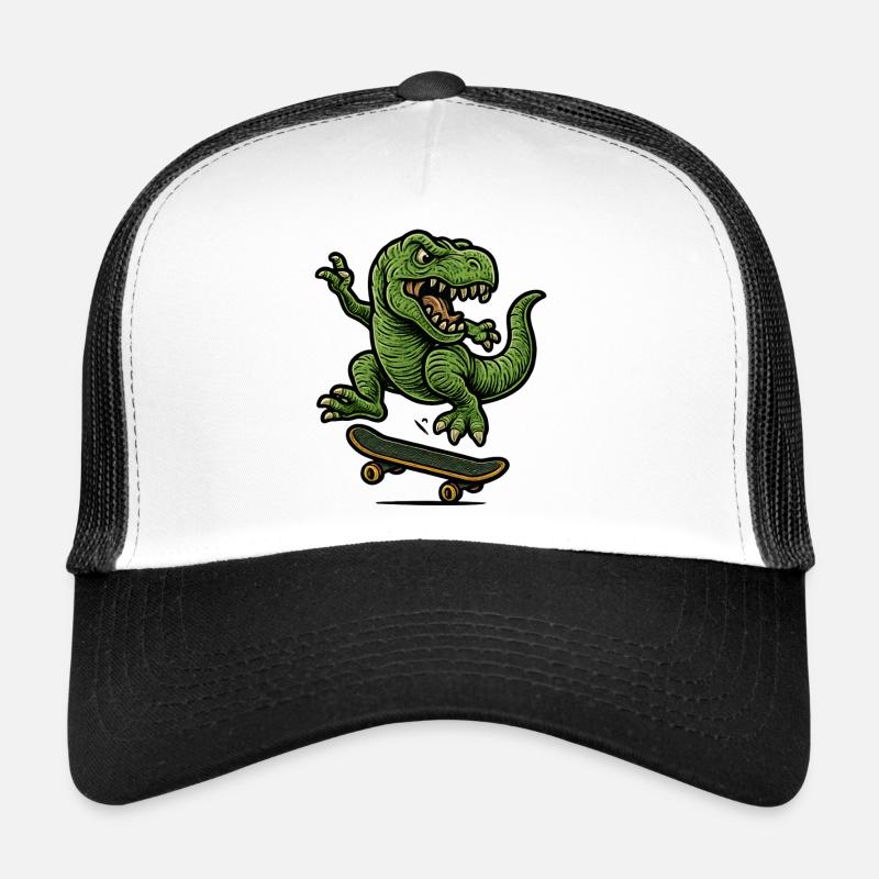 Dino vert sur skateboard Casquette trucker 