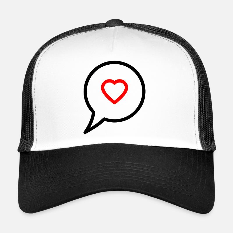 Chat d’amour cœur dans la bulle de dialogue Casquette trucker 