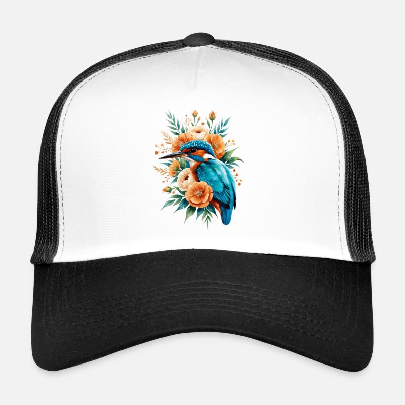 Le martin-pêcheur dans une couronne de fleurs Casquette trucker 