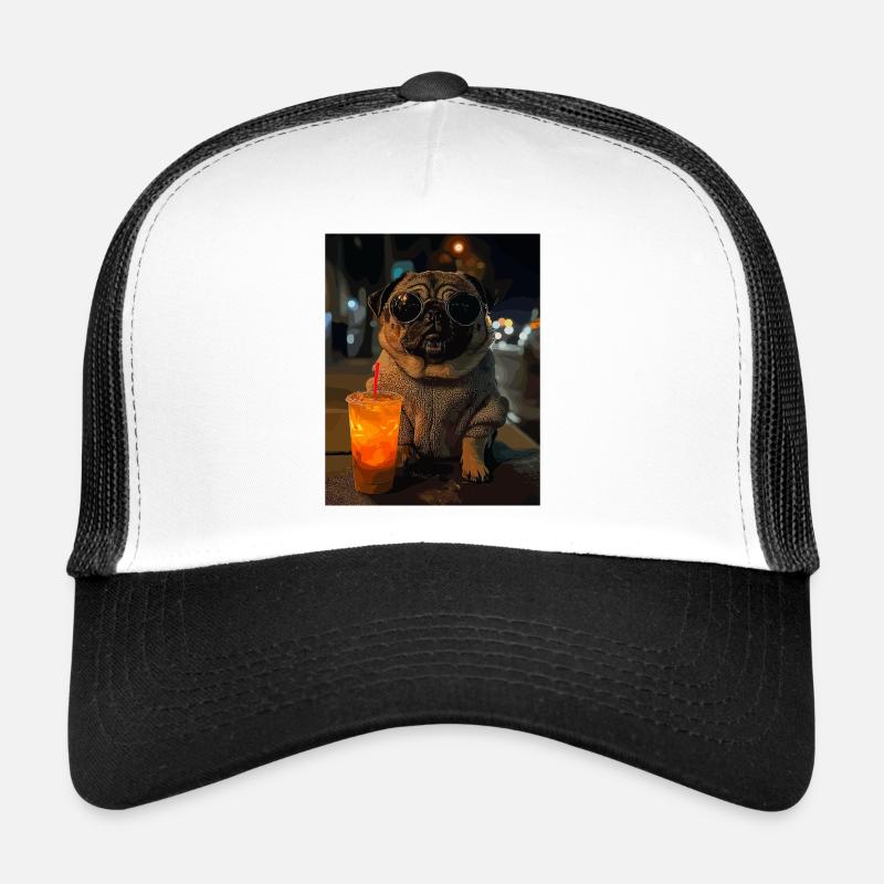 Mops mit Eisdrink Trucker Cap