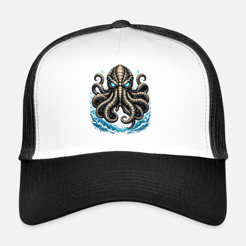 Glowing Kraken in the Storm - Trucker Cap - white/black