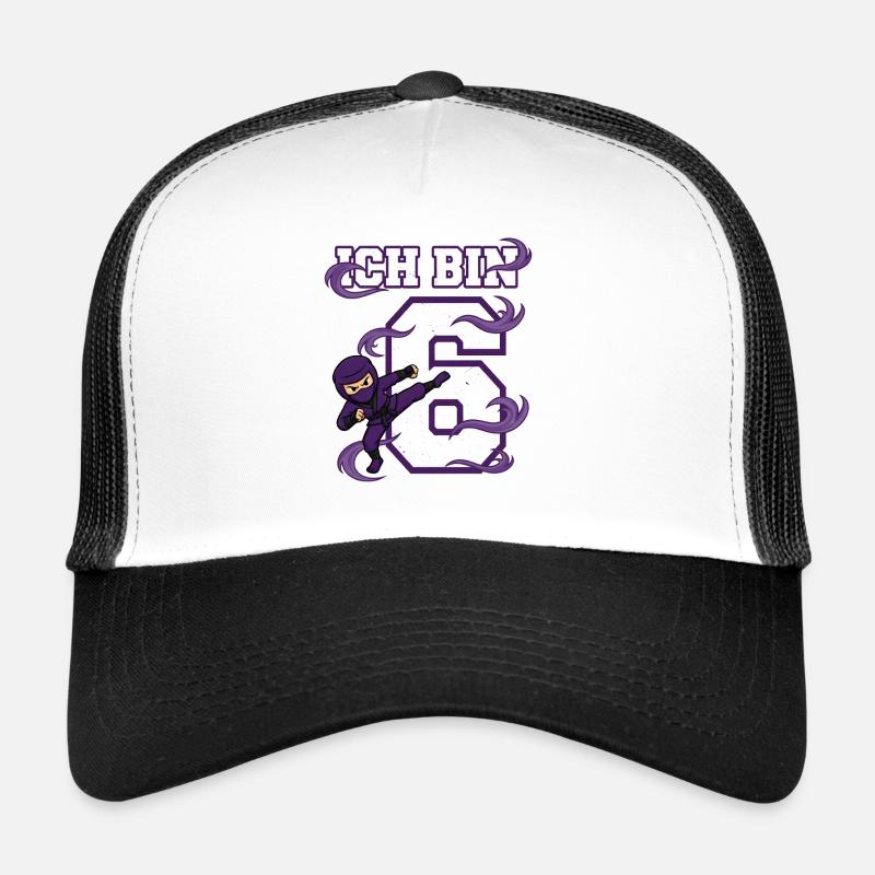 Ich bin 6 Ninja 6. Geburtstag Lila Karate Trucker Cap