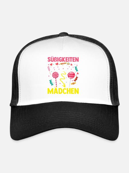Fille mignonne gourmande par les sucreries - Casquette trucker  - blanc/noir - Devant