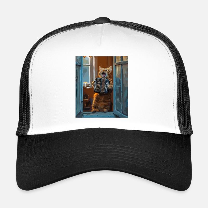 Window cat with accordion Trucker Cap