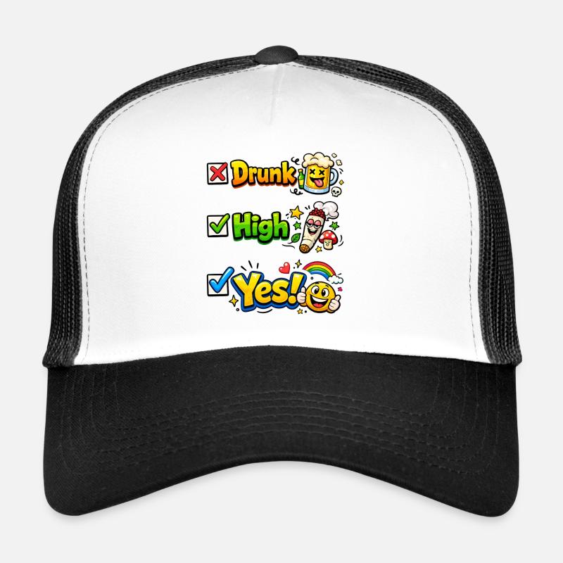 Happy Party Check Sticker Trucker Cap