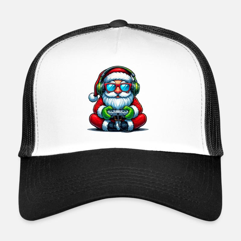 Gamer Weihnachtsmann Spielt Videospiel-Controller Trucker Cap