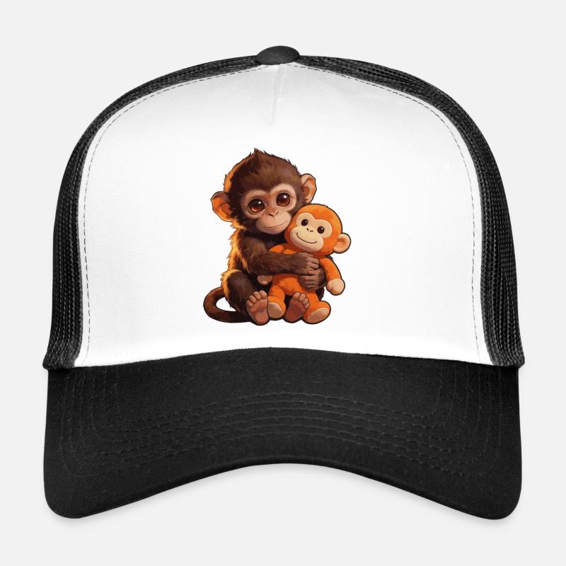 Petit singe mignon donne un coup de poing Coup de poing singe Casquette trucker 