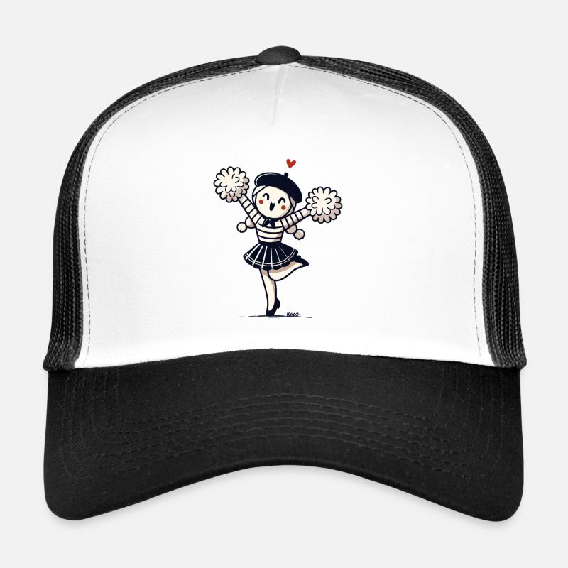 Niedliches Mädchen mit Pompons Pantomime Trucker Cap