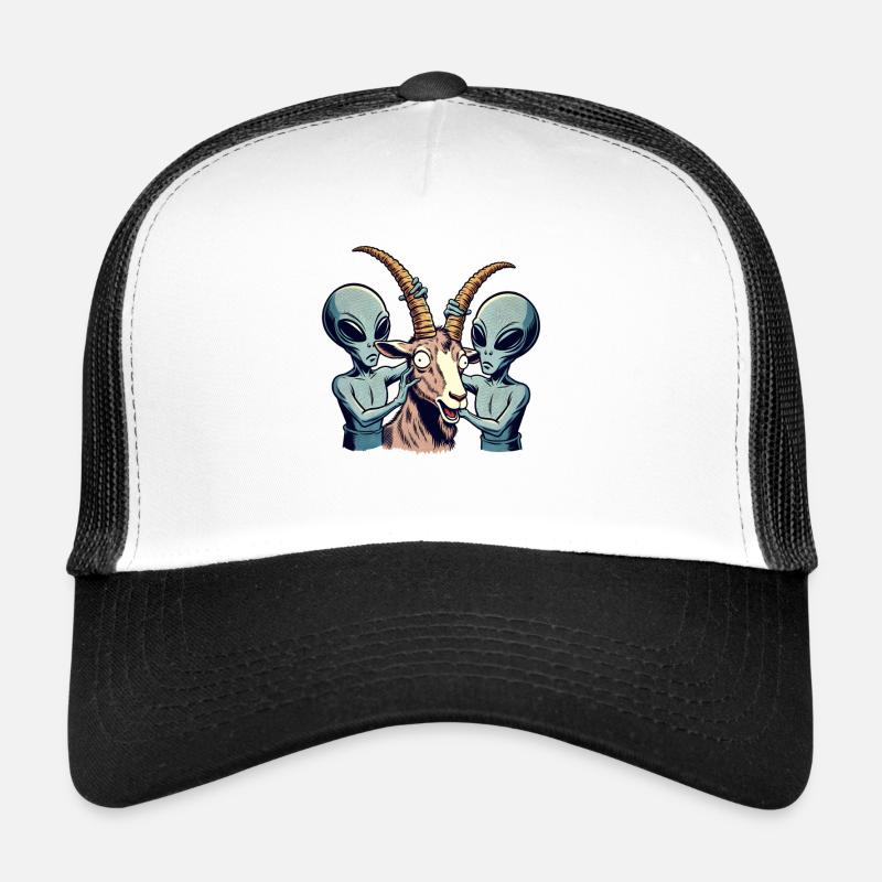 Aliens untersuchen Ziege Trucker Cap