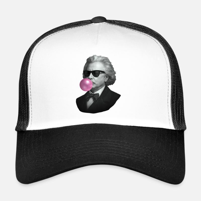 Vintage Pop-Porträt mit Pinker Blase - Trucker Cap - Weiß/Schwarz