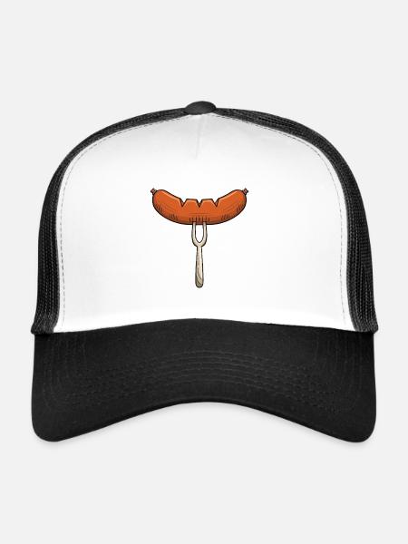 Bratwurst Grill Outfit Fans de grill Amoureux de saucisses - Casquette trucker  - blanc/noir - Devant