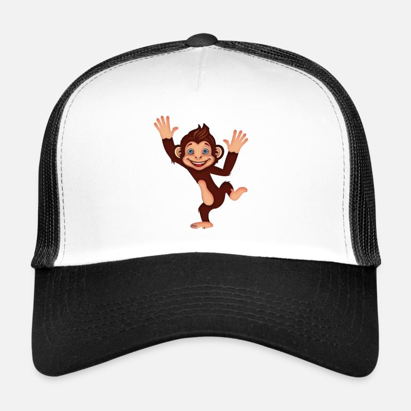 Happy Dancing Monkey Cute Jungle Cartoon Art Trucker Cap
