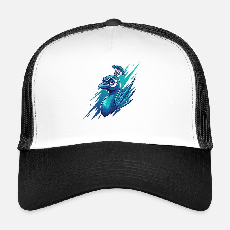Tête de paon bleu néon Casquette trucker 