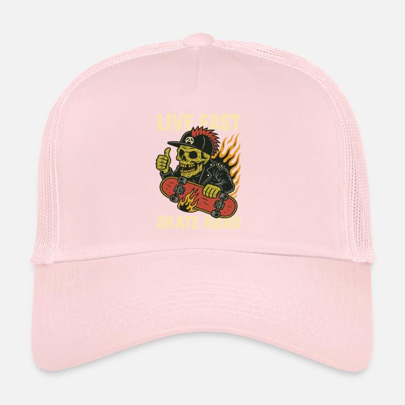 Live Quick Skate Hard Skull Trucker Cap