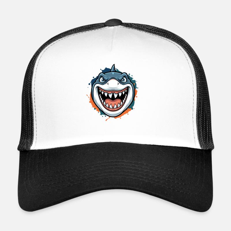 Grinning Shark Cartoon Trucker Cap
