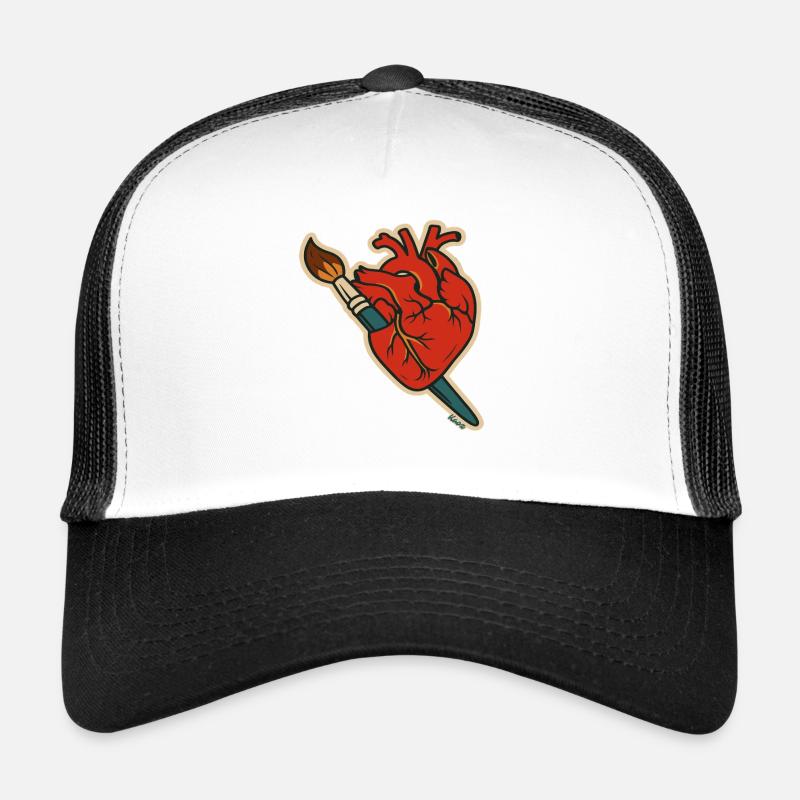 Crimson Heart mit Pinselkunst Trucker Cap