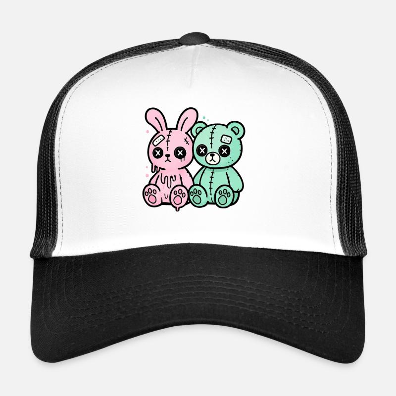 Gothic Bunny Weirdcore Dark Horror Animal Doll Trucker Cap