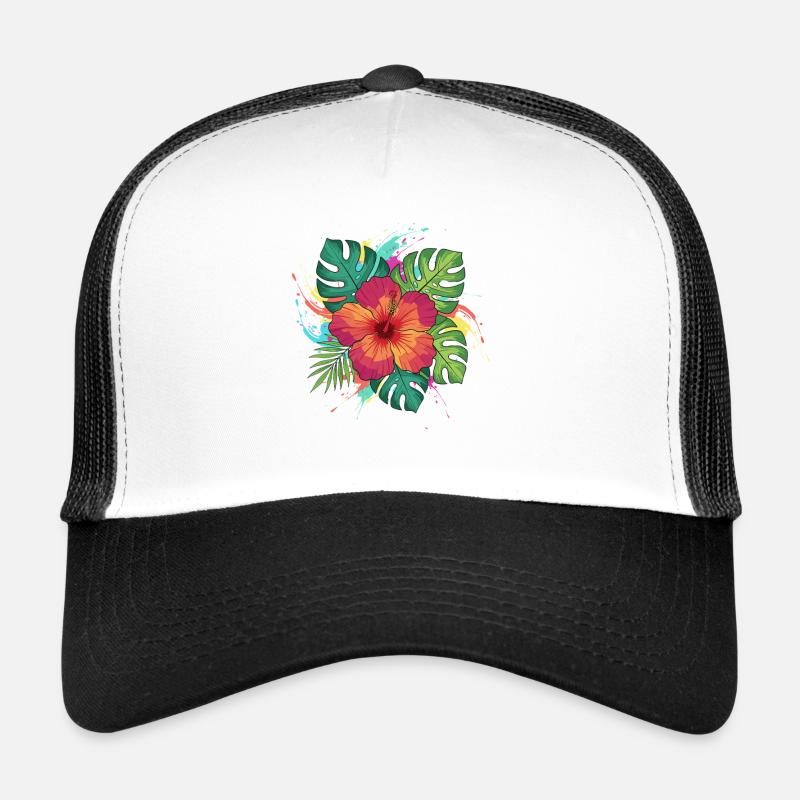 Tropical Hibiscus Splash Trucker Cap