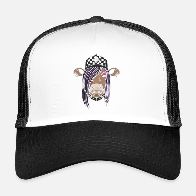 Vache punk avec casquette à damier Casquette trucker 