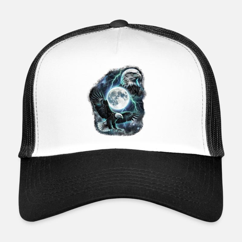 Two Wild Eagles with Moon Wildlife Designs Trucker Cap