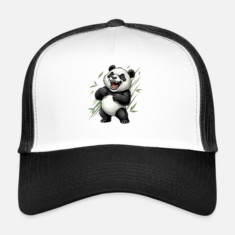 Panda rieur dans un panorama de bambou Casquette trucker 