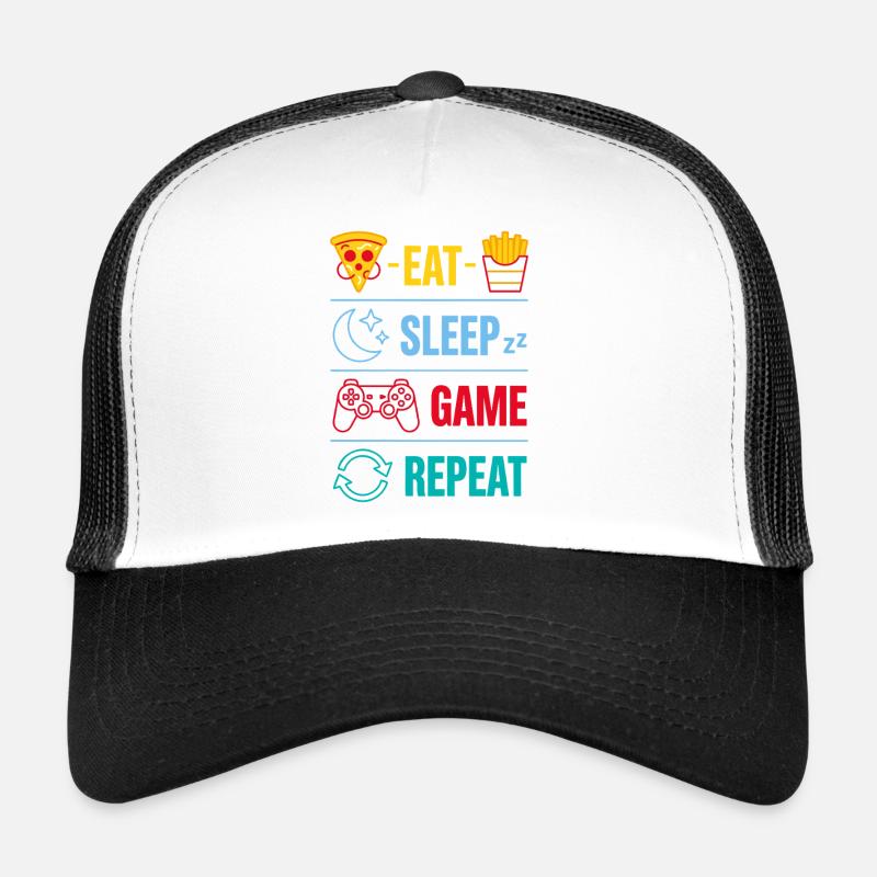 Répéter des citations de jeu Eat Sleep Game pour le joueur Casquette trucker 