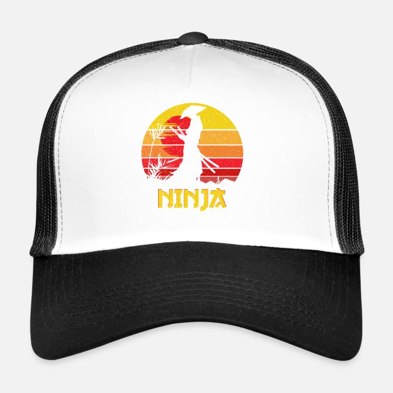 Sunset Ninja Silhouette - Trucker Cap - white/black