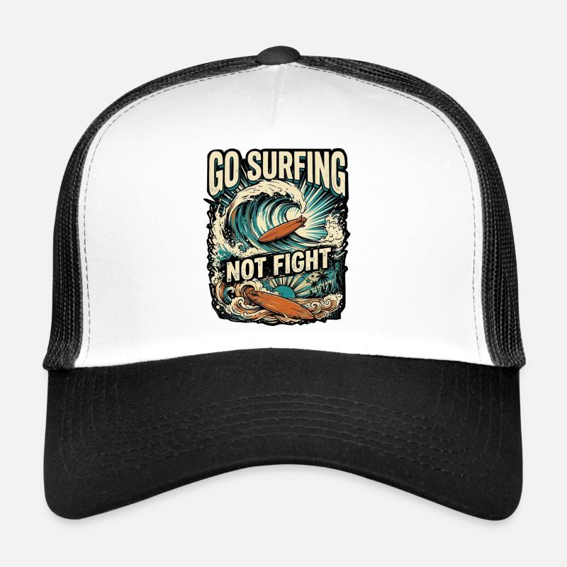 Surfing against war for peace Trucker Cap
