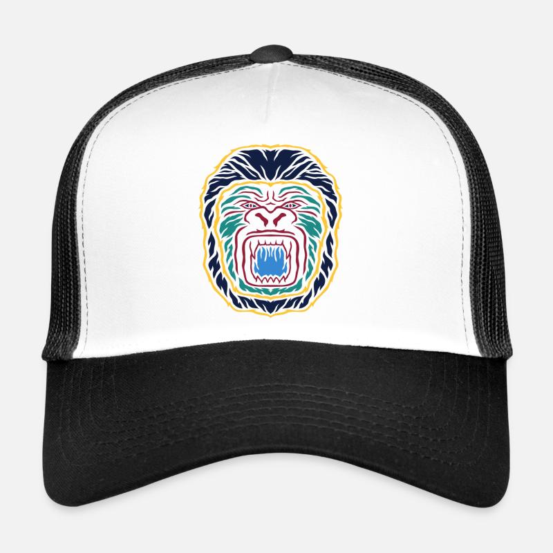 Neon-Gorilla Emblem: Farbintensives Gesicht Trucker Cap