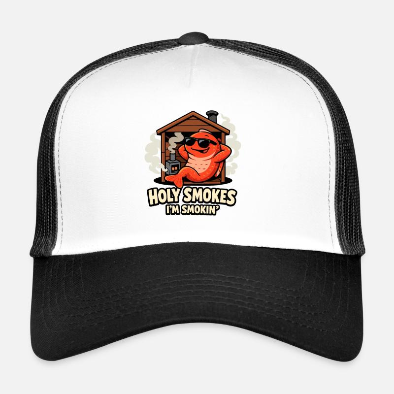 Heilige Zigarette, ich rauche geräucherten Lachs-Witz - Trucker Cap - Weiß/Schwarz