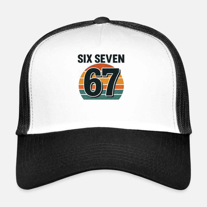 Six Seven 67 Italian Brainrot Retro Sunset Meme Casquette trucker 