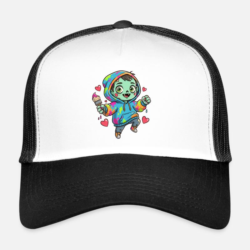 Motif coloré de sweat à capuche zombie Casquette trucker 