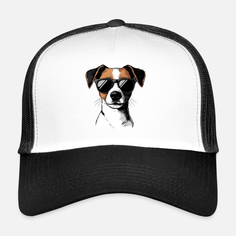 Jack Russell avec des lunettes de soleil Casquette trucker 