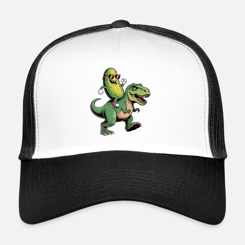 Saure Gurke reitet auf Dinosaurier Trucker Cap