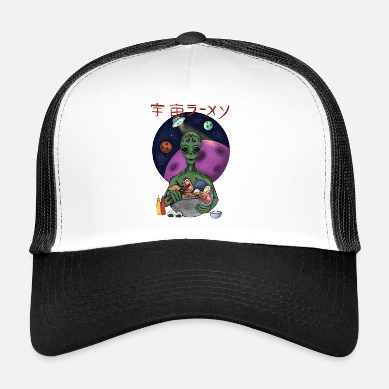 Alien Eating Ramen Retro Space Shirt Trucker Cap