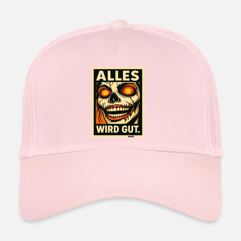 Alles Wird Gut Skull Portrait Trucker Cap