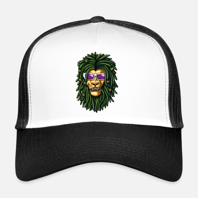 Rasta Lion Dreadlocks Sunglasses Reggae Art Trucker Cap