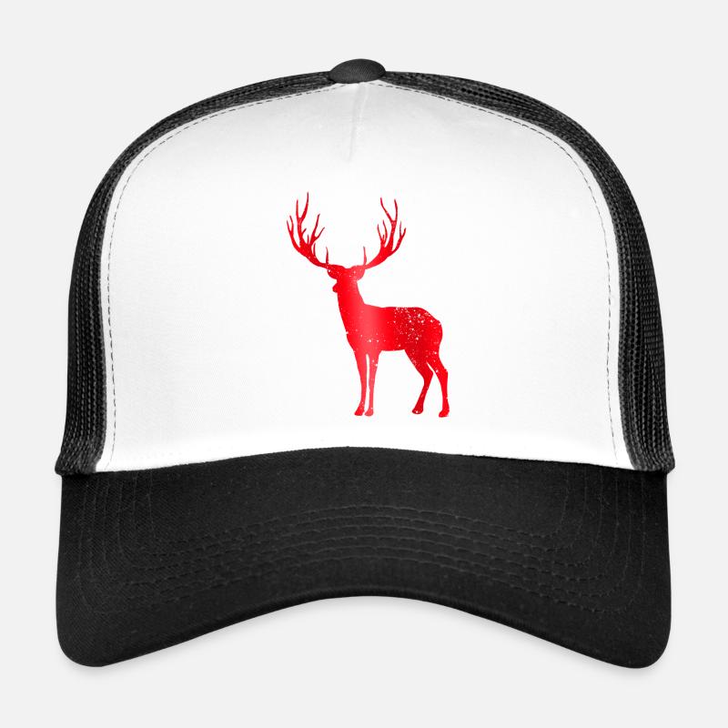 Hirsch mit Geweih Vintage Hirschgeweih Design - Trucker Cap - Weiß/Schwarz