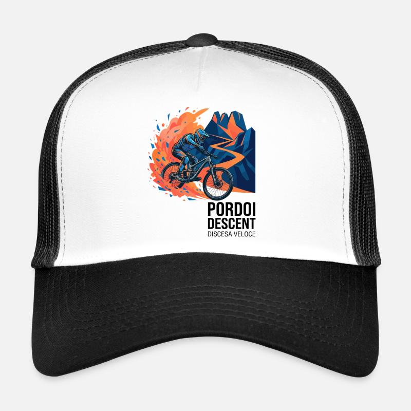 Pordoi Descent MTB Fast Action Modern Vector Art Trucker Cap